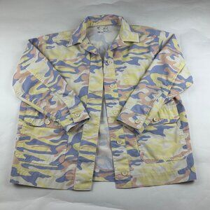 Top Shop Yellow Pastel Camouflage Canvas Field Jacket M 8-10